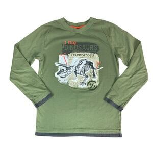 Cherokee Boys Long Sleeve Shirt Dinosaurs Print Green Size Large L